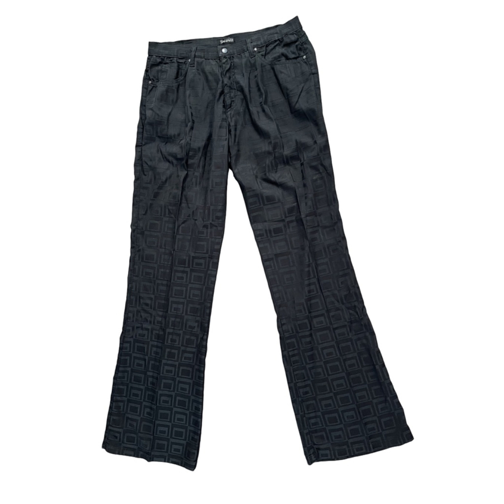 Tahari Black Patterned Bootcut Flare Pants Women's 10